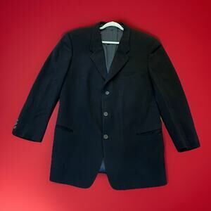 VTG RARE Giorgio Armani 46L Seersucker Black 3 Button Blazer Sportcoat